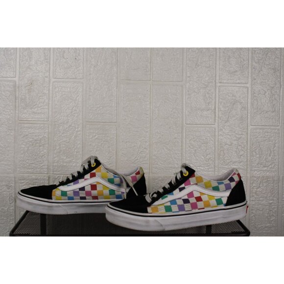 Vans Old Skool Rainbow Checkerboard Sneakers Size Men's 7 Women's 8.5 - Picture 1 of 8